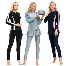 Купальники Исламские для женщин девочек консервативные купальные костюмы полное покрытие 3 шт плюс размер купальники мусульманская Спортивная одежда для серфинга