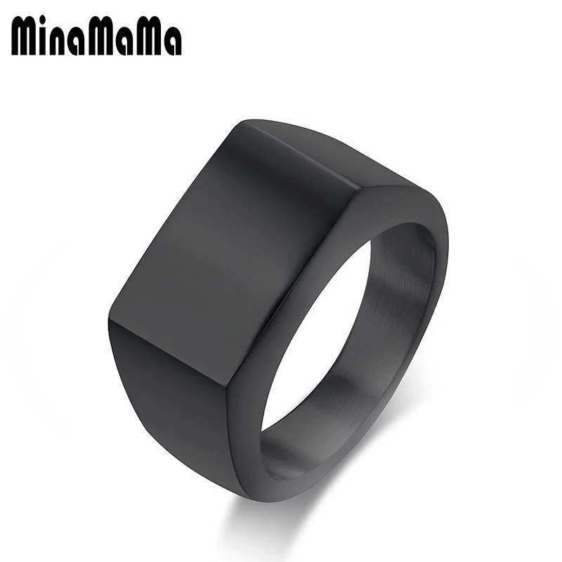 

Signet ring Simple Black Gold Color Rectangle Surface 316L Stainless Steel Seal ring for Men Cool Male Gift Jewelry