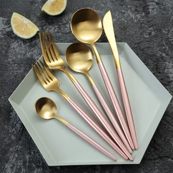 

4Pcs Gold Cutlery Set Stainless Steel Cutlery Butter Knife Dessert Spoon Dinner Fork Tea Ice Spoon Tableware Set Cooking Tools