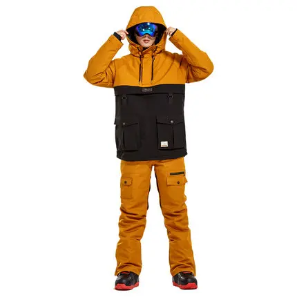 LTVT одежда для сноуборда, мужской женский зимний костюм, утепленный стеганый водонепроницаемый двухбортный мужской лыжный костюм, комплект - Цвет: SETs  4