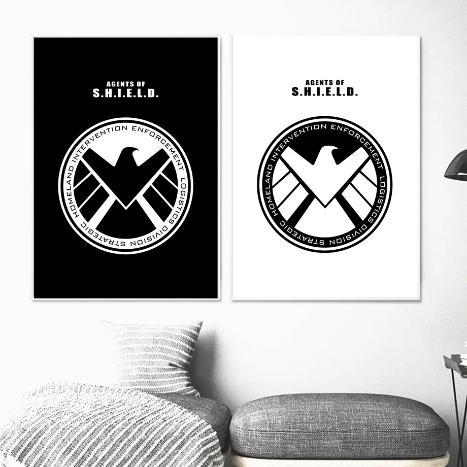 

SHIELD Wall Art Canvas Painting Nordic Marvel Poster And Print Black White Wall Pictures For Living Room Scandinavian Home Decor