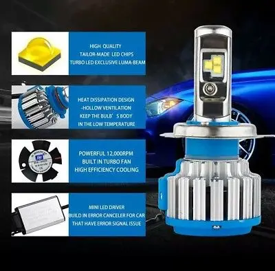 10 шт Turbo T1 автомобиля светодиодный фар 70 W 18000Lm H1 H7 H4 Hi/Lo H8/H11/H9 9005 HB3 9006 HB4 9007 H3 противотуманных фар автомобильная лампа авто 6000 K