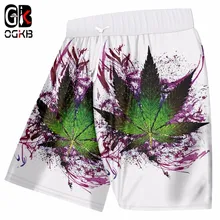 OGKB Новое поступление шорты мужские летние пляжные шорты модные 3D листья цветы принт повседневные шорты хип-хоп Уличная доска шорты 5XL