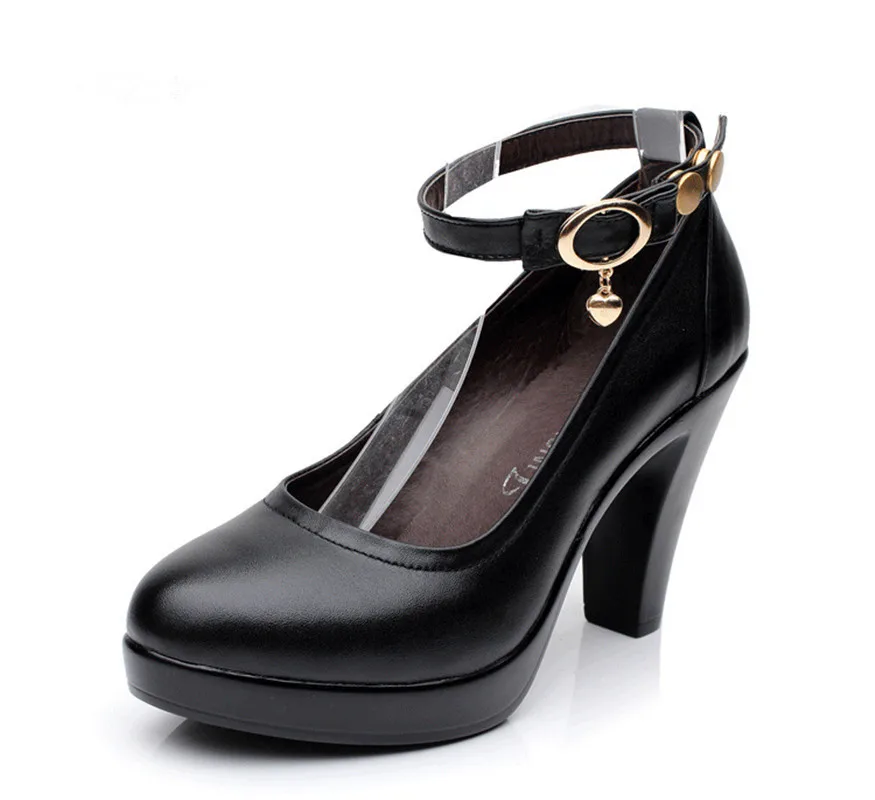 

Women Pumps Basic High Heels Working Shoes Women Fashion Shallow Footwear Genuine Leather High Quality Shoes Plus Size 34-43