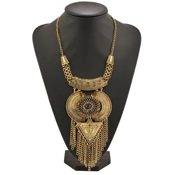 

Choker Collar Boho Ethnic Power Maxi Statement Necklace Long Tassel Bohemian Necklaces & Pendants Triangle Vintage Women 2016