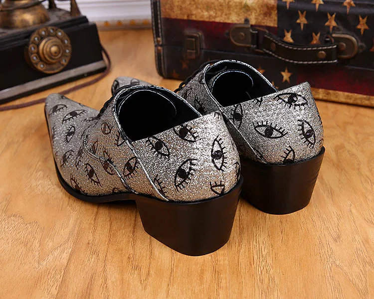 Leder Mit hochzeit Ntparker Schuhe Yhandsome Business Man'sntparker Kleid Silber casual Muster Schuhe Augen Schwarz Mann wYqEYP