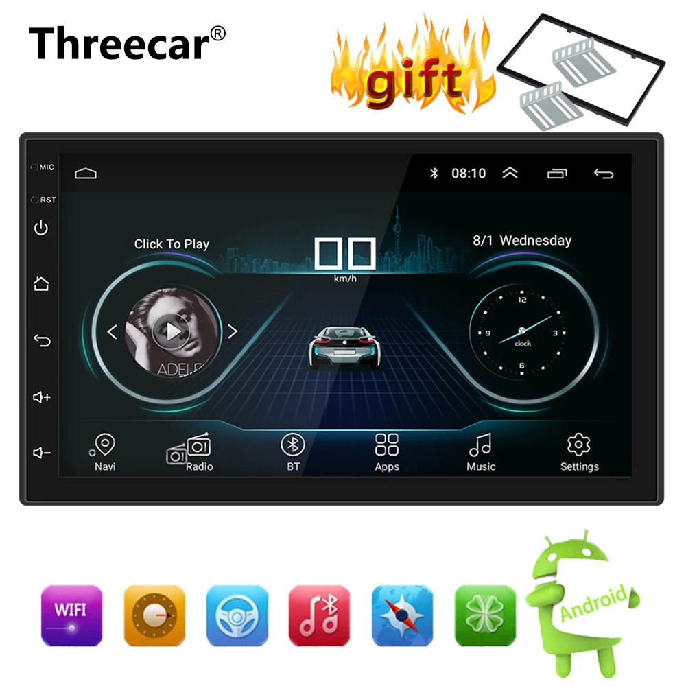 Android 8,1 coche Radio Estéreo navegación GPS Bluetooth wifi Universal 7 \
