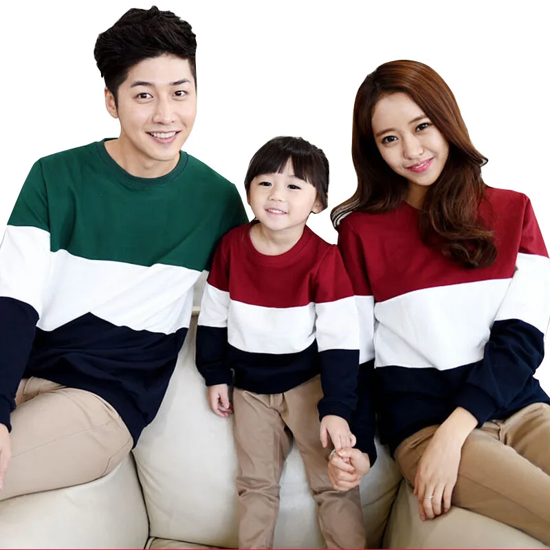 

2019 Spring Autumn family clothing sets long sleeve Stripe father mother daughter baby girl boy clothes Family matching clothes