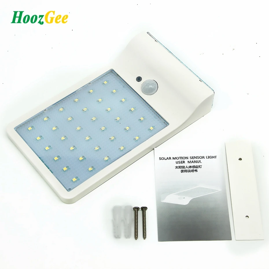 HoozGee Solar Wall Light Outdoor Garden Lighting 450LM Waterproof 36 LED PIR Motion Sensor Lights Street Security Patio Lamp