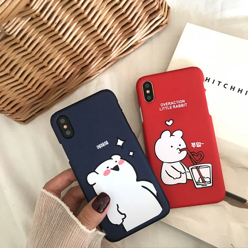 Korea Couple Cony Rabbit Cartoon Phone Cases For iphone XS X 8 7 6s 6