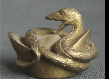 

zhmui880062619<<++5CM Chinese China Folk Brass Feng Shui Zodiac Year Snake Yuan Bao Wealth Statue