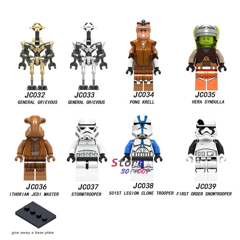 

50pcs Star Wars Stormtrooper Sergeant Maz Kannata Snoke General Grievous Pong Krell Jedi Master building block for children toy