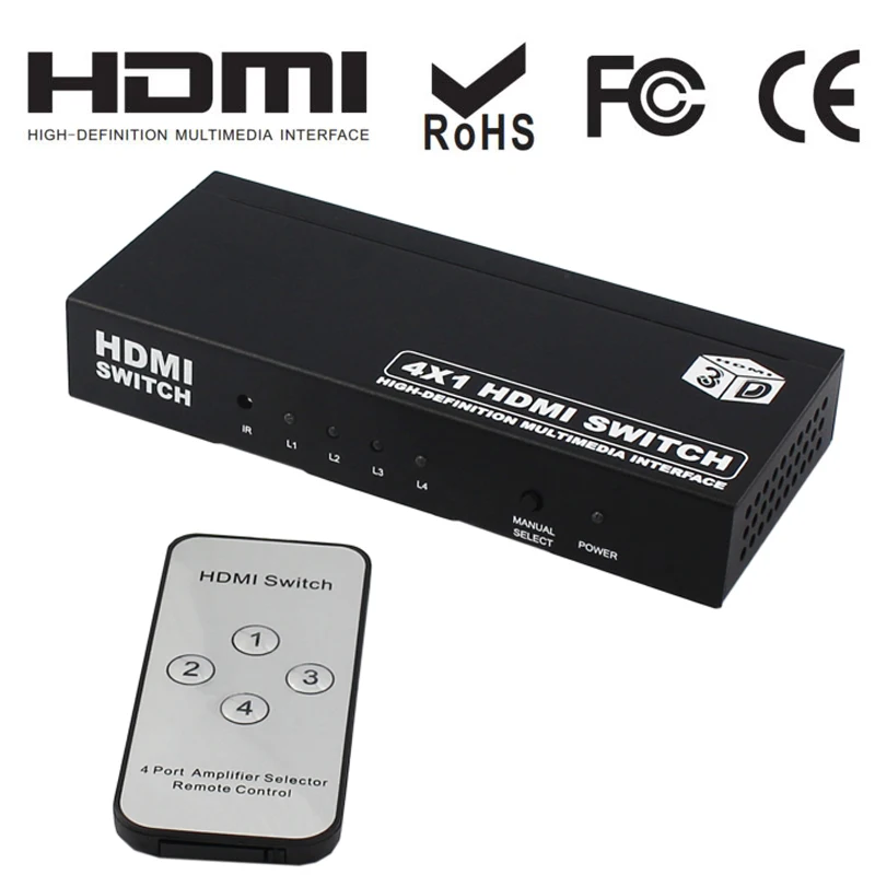 4K HDMI Switch 4x1 PIP x 2K@30Hz With IR Remote and Auto Control 4 Port | Электроника