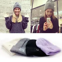2016 New Fashion Casual Cute Hats Purple & Green Smile Wool Women Hats & Caps For Winter Chapeus