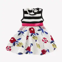 От 0 до 5 лет летнее Повседневное платье без рукавов с цветочным рисунком для маленьких девочек хлопковый сарафан для малышей