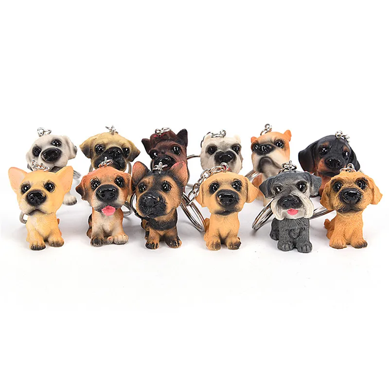 3D резиновый милый брелок для ключей в виде собаки влюбленных женский сумки