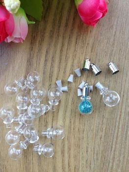 

Free ship!!100pcs/lot Bamboo ball glassVial Pendant (metal cap with rubber plug/mini/glass/charm/ rice/ bottle/miniature/vials)