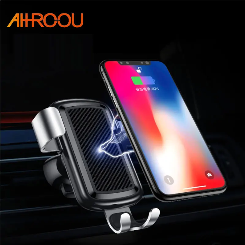 AHHROOU Qi Car Wireless Charger For iPhone Xs Max XR Samsung Intelligent Infrared Sensor Fast Wireless Charger Car Phone Holder