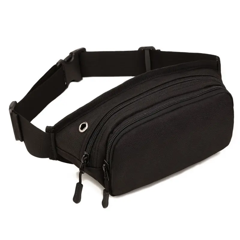 Мужская нейлоновая Водонепроницаемая поясная сумка, поясная сумка для путешествий в Военном Стиле, поясная сумка на плечо - Цвет: Black