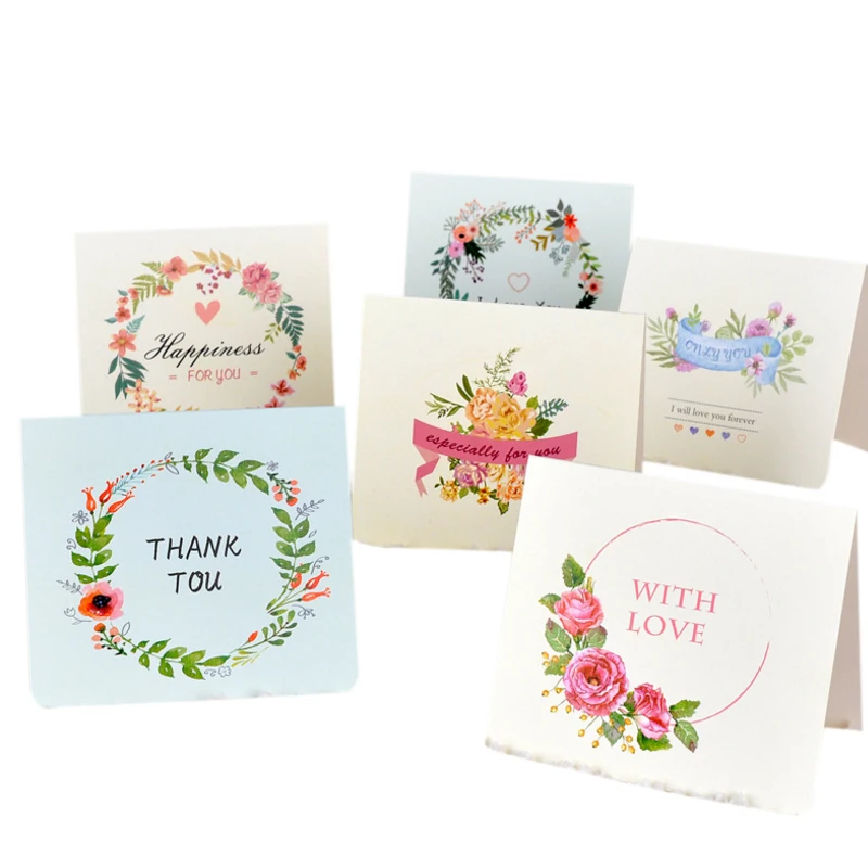 

6 Pcs/lot Cute European creative beautiful flower Greeting Card With Envelope Christmas Birthday Wedding Greeting Cards
