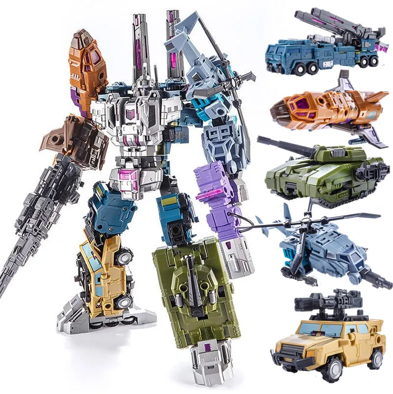 

NEW movie 5 in 1 Transformation Action Figure Toys boy Anime KO G1 predaking Robot Car Tank Engineering Model kids Toy Gift PT05