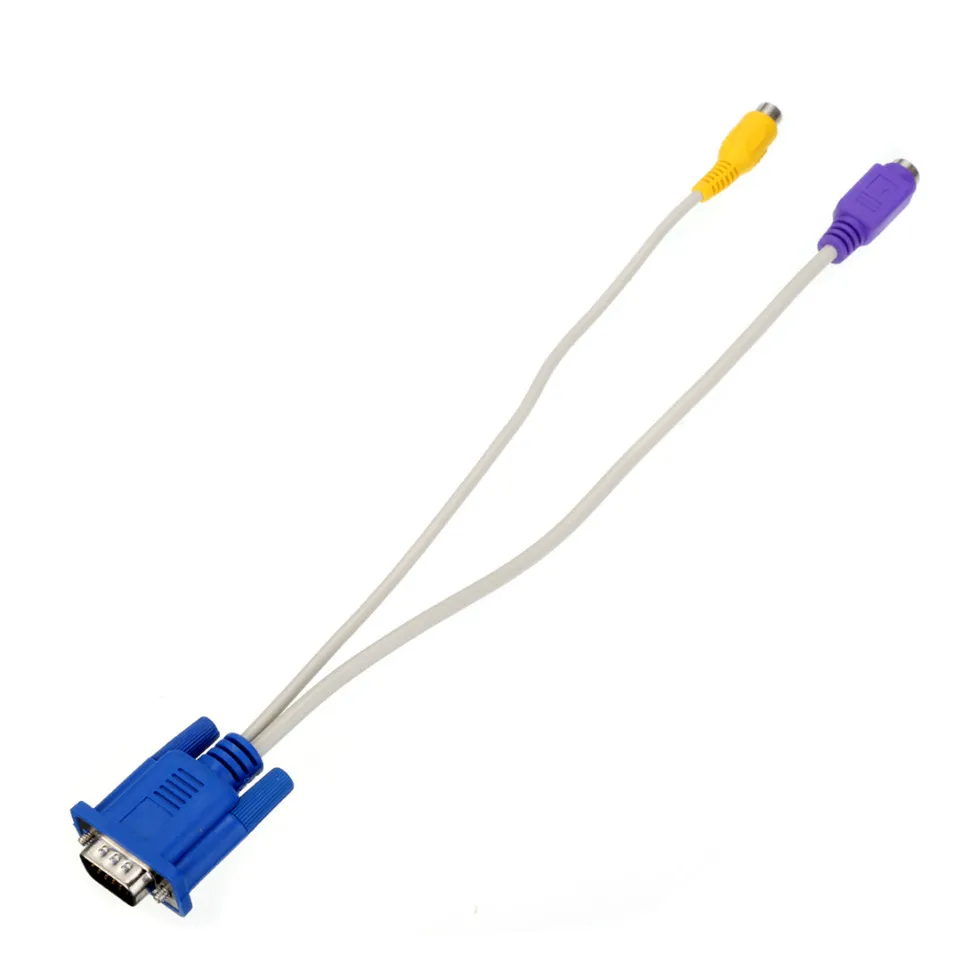 YKSO VGA Cable 15 Pin VGA Male to TV S-VideoRCA Female AV OUT Adapter Cable Audio Video Cable Composite HD TV VGA Cable (7)
