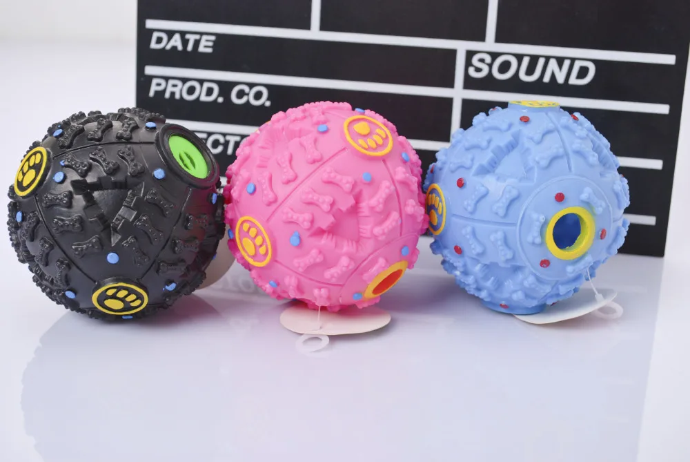 Color you Giggle Noise Sound pet touch toy Dog Dispensing Food Treat Chew Ball Large Rubber Dog
