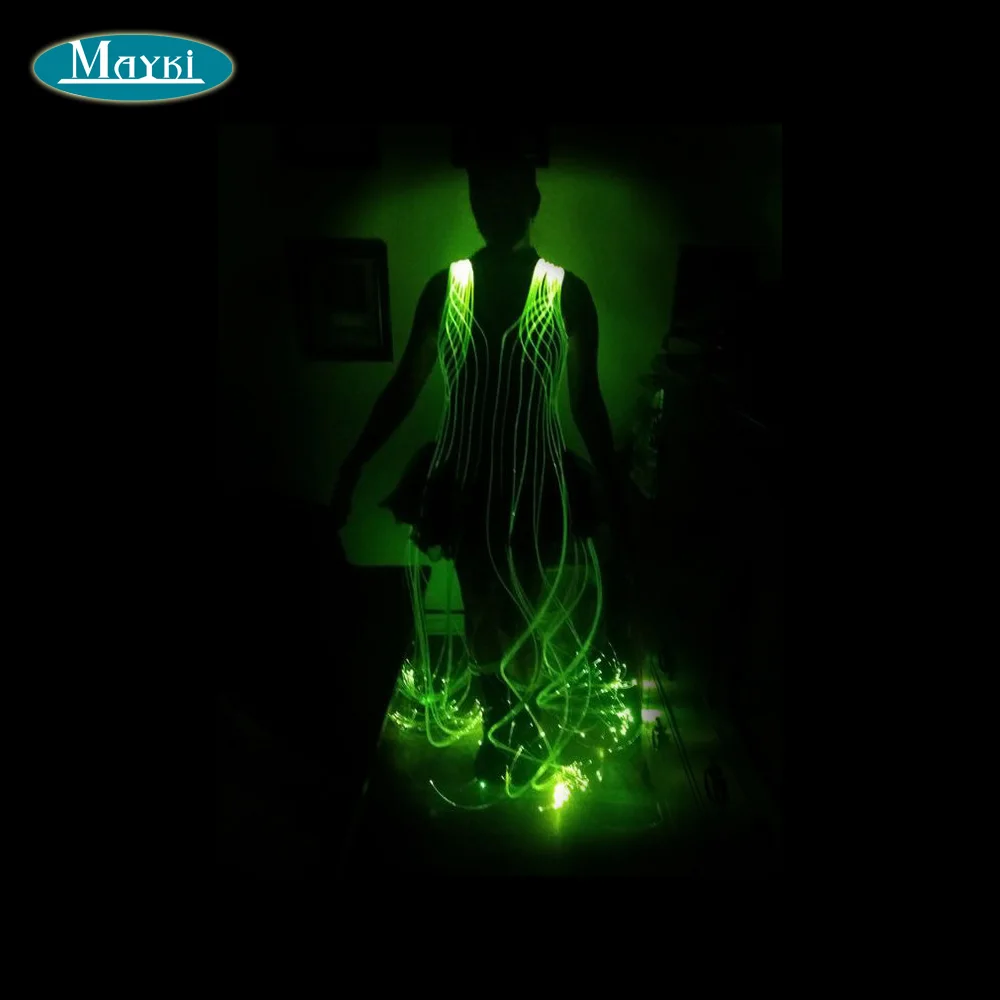 New Apparel Super Awesome fiber optic dress with 7 color changing machine and 100pcs star