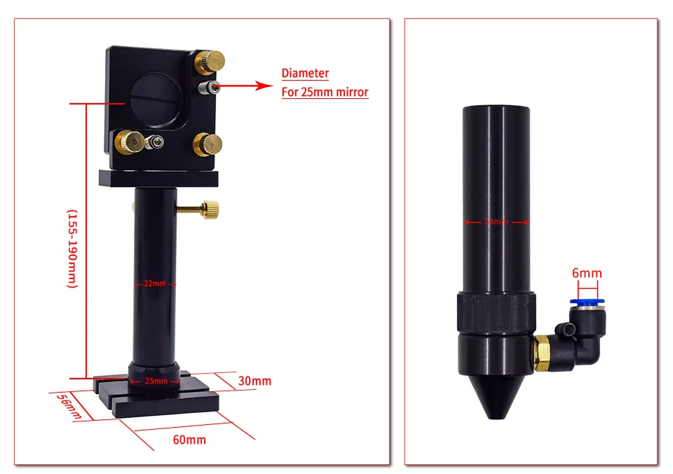 CO2 лазерной головки комплект диаметр 20 мм FL 50,8 63,5 101,6 зеркало 25 мм отражающие интегративной Гора для лазерной гравировки резки