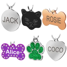 Персонализированные Бирки Для собак из нержавеющей стали, бирки для собак, кошек, индивидуальные Выгравированные бирки для питомцев, ошейник для собак, подвеска в виде лапы, круглые формы