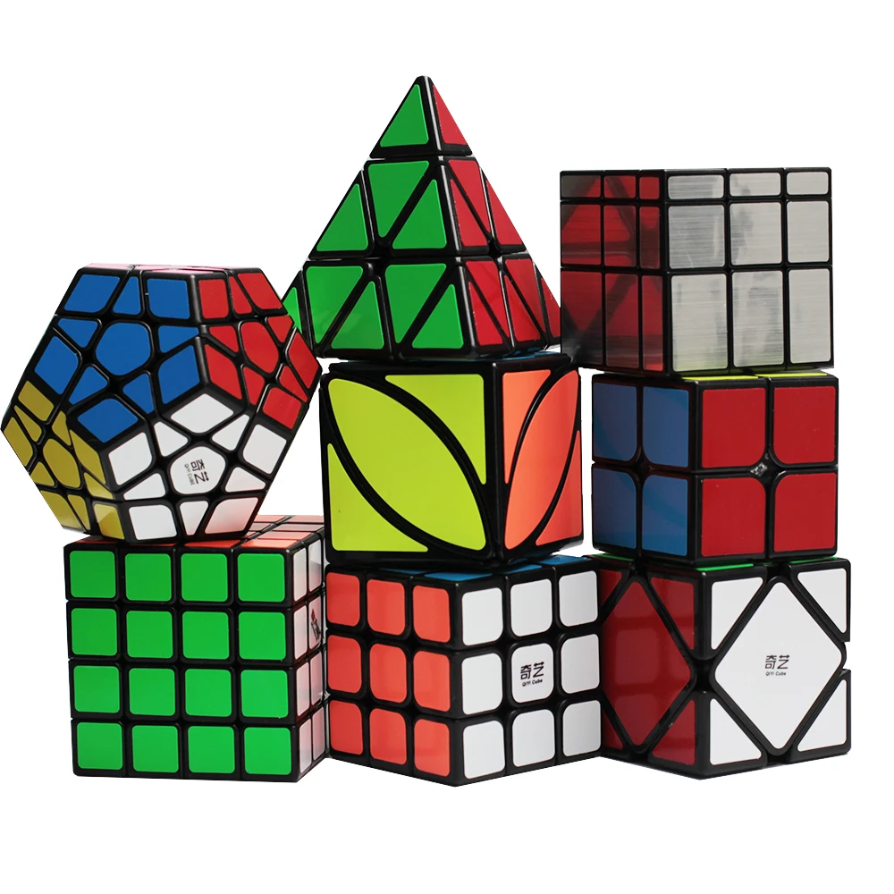 

D-Fantix Zcube 8pcs Magic Cube Set 2x2x2 3x3x3 4x4x4 Dodecahedron Skew FengYe Skew Pyramid Mirror Speed Cubes Dark Sticker