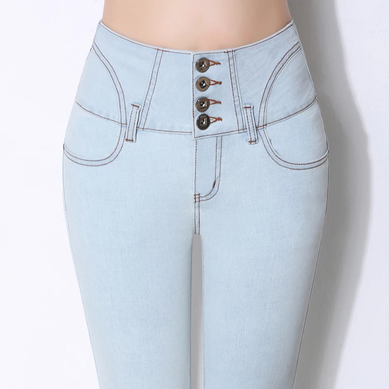 {Guoran} летние расклешенные джинсы брюки для женщин с высокой талией Большие размеры 26-33 рваные джинсы Штаны femme pantalon тощий