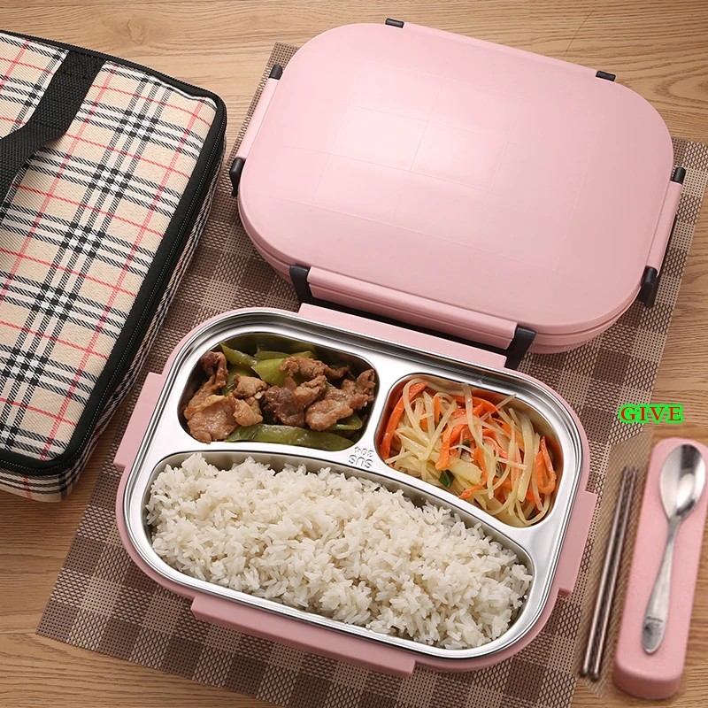 

304 Stainless Steel Thermos Thermal Lunch Box Whit Bag Sets Kids Adults Bento Boxs Leakproof Japanese Style Food Container