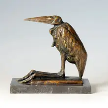 ATLIE Бронзовая статуя сидящей птицы, антикварное искусство, украшения для дома, потеря воска, медные изделия ручной работы