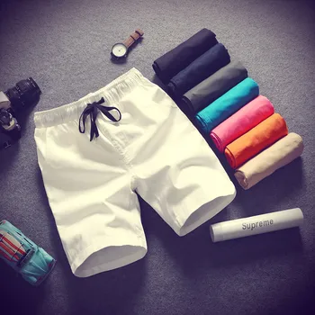 

Men Summer Shorts 100% Cotton Short Pants Solid Casual Shorts New Men Drawstring Joggers Shorts Size 5XL