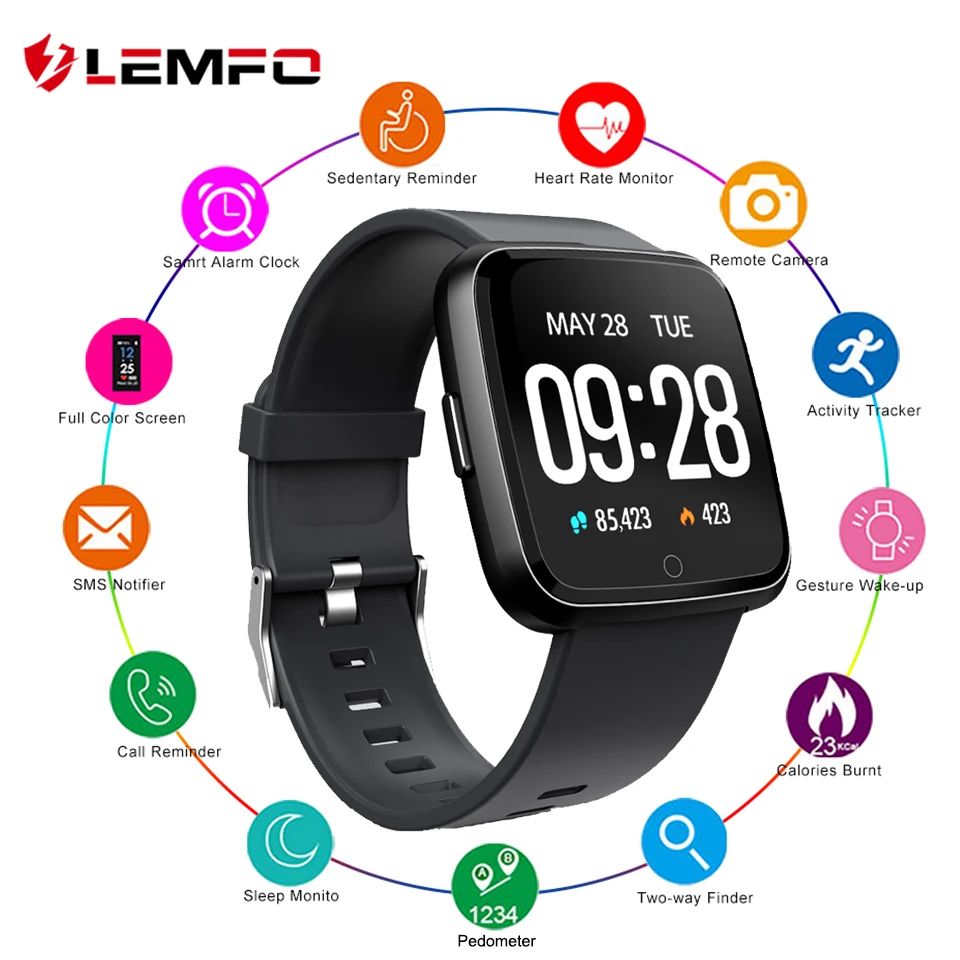

LEMFO Smartwatch Y7 Heart Rate Blood Pressure Monitor BT4.0 Waterproof Smart Watch For Men Women Long Standby Time