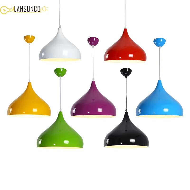 

Modern Pendant Lights Nordic Pendant Lamp Colorful Aluminum Light Fixture For Cafe Restaurant Hanglamp Kitchen Hanging Lamps
