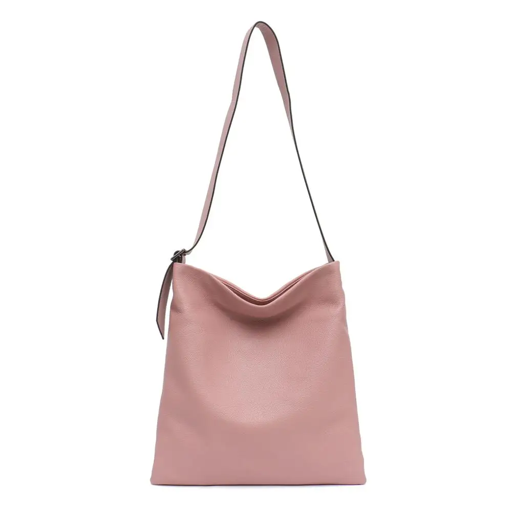 SC сумка-хобо из натуральной кожи для женщин, женские высококачественные кожаные большие сумки на плечо, роскошные мягкие сумки, повседневные сумки через плечо - Цвет: PINK