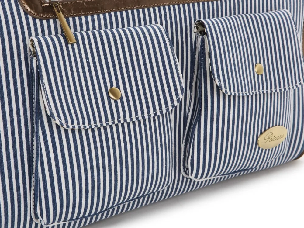 Синяя вертикальная полосатая модная переноска для собак Сумка модная маленькая сумка для щенков