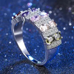 S925 серебро модные классические Бесконечность любовник кольцо для женская свадебная 2ct CZ многоцветный Розовый кристалл Обручение