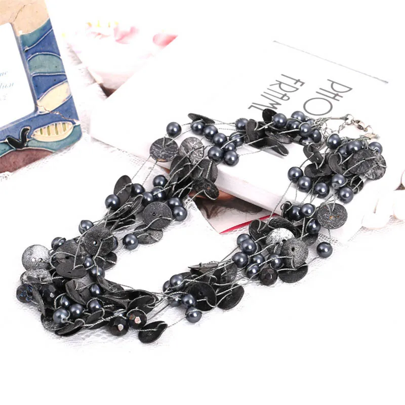 BeUrSelf, геометрическое ожерелье с черным жемчугом, многослойное Массивное колье для женщин, свадебное ювелирное ожерелье, Прямая поставка