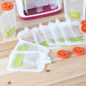 

10pcs Reusable Squeeze Food Pouch Storage DIY Baby Food Pouch Plastic Smoothie Squeeze Bag Refillable Fresh Storage Bag With Lid