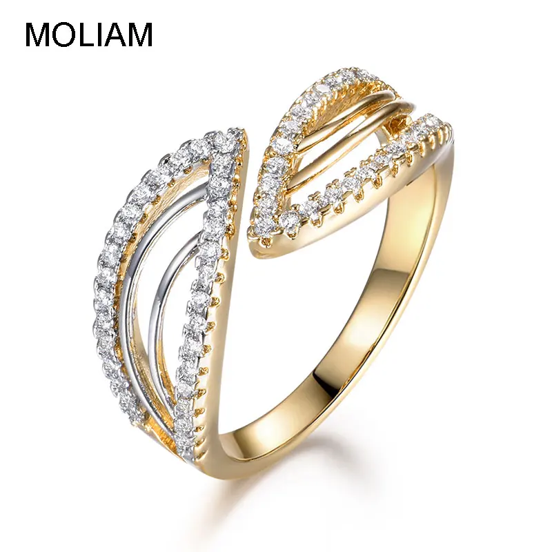 

MOLIAM 2018 New Fashion Trendy Adjustable Open Rings for Women Ladies Cubic Zirconia Wedding Band Finger Ring Jewelry MLR706