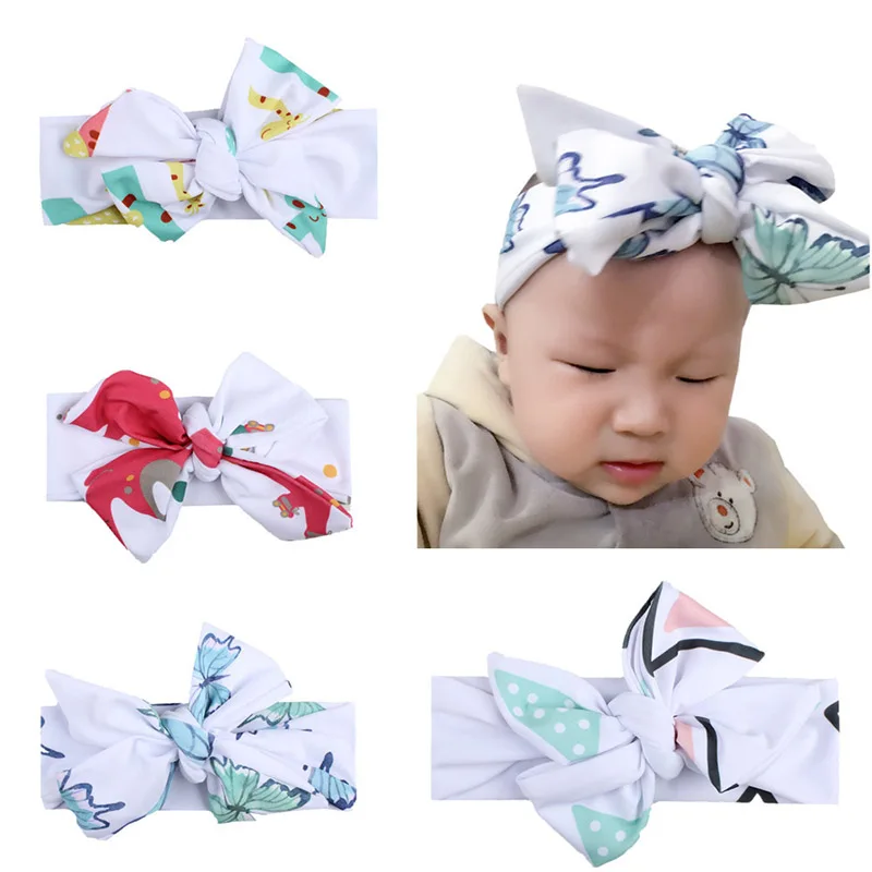 

Fashion Handmade DIY Lovely Girls Big Bow Print Elastic Hairband Hair Wear Headwear Head Band Kids Hair Accessories