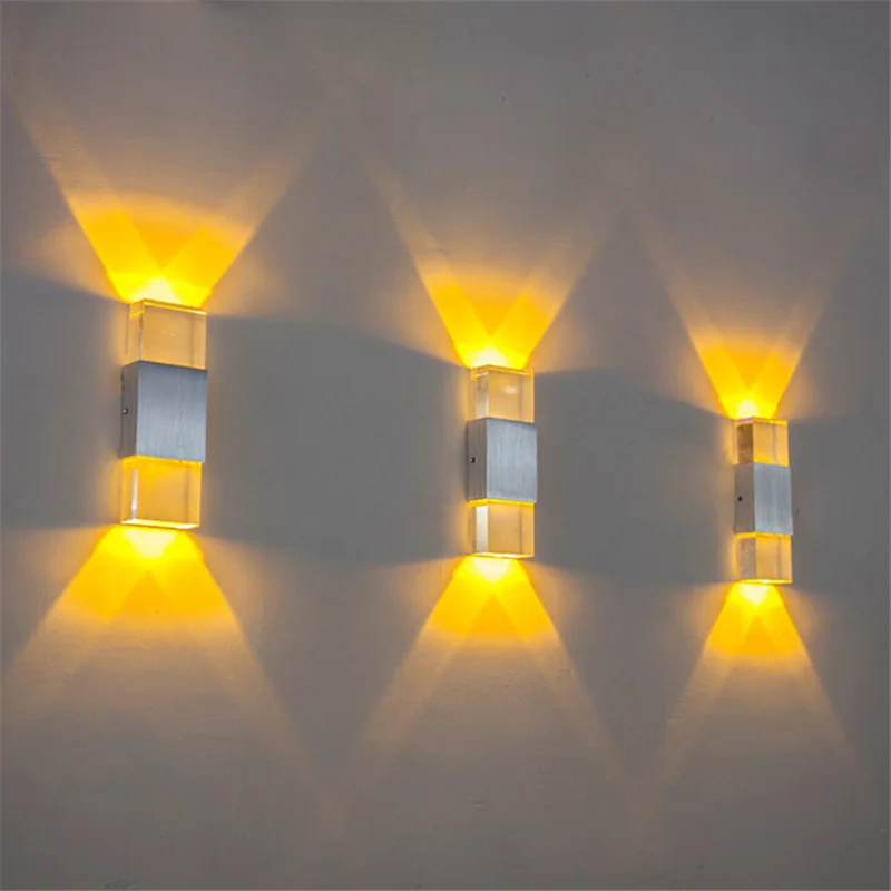 Modern 2W 6W led LED Wall Sconce Night Light AC85 265V Brief Indoor Wall acryl+aluminum