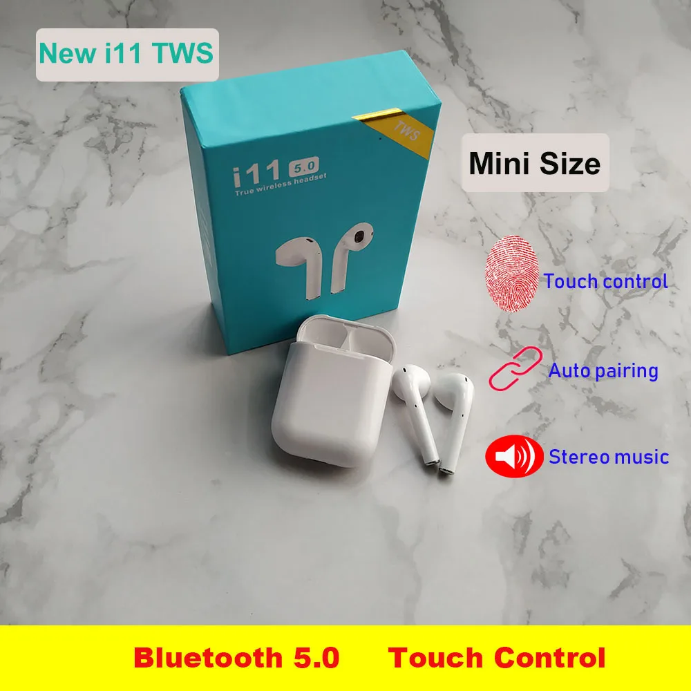 

i11 Tws Double Mini Bluetooth 5.0 touch Earphones Earbuds Wireless With Charging Box Mic for iPhone Xiaomi pk i7s tws i10 tws