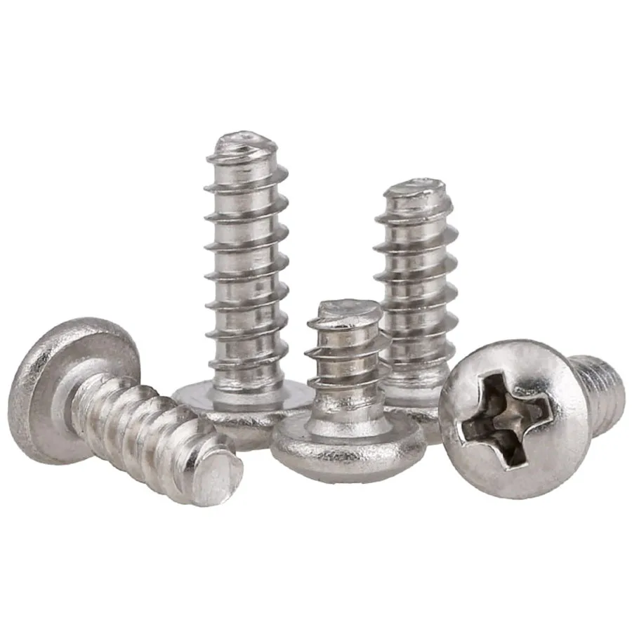 30 100Pcs 304 Stainless Steel Cross Phillips Round Pan Head Flat Tail