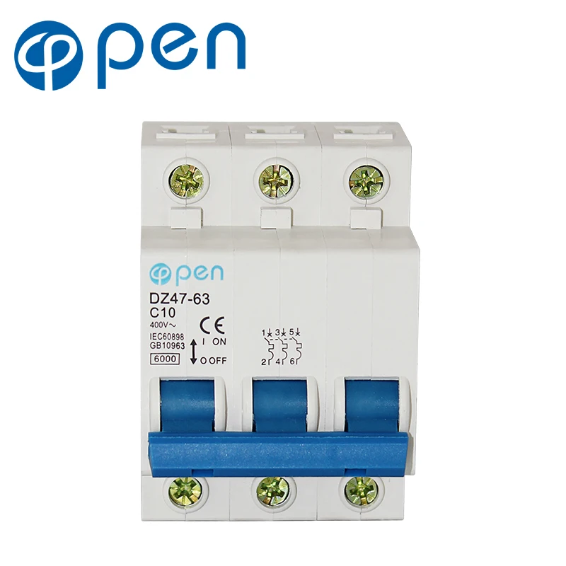 

3P 4pcs/ctn Miniature Circuit Breaker MCB DZ47 C45 Series for Overload and Short Circuit Protection