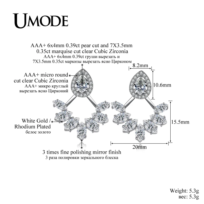 UMODE/бренд кристалл серьги гвоздики для женщин модные ювелирные изделия CZ куртки букле D'Oreille Femme Рождественский подарок Brincos Горячая AUE0248