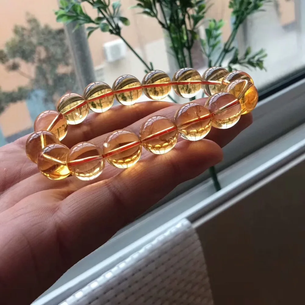 Genuine Natural Citrine Quartz Yellow Crystal 14mm Round Beads Bracelet Gemstone Wealthy Stone Stretch Charms AAAAAA (3)